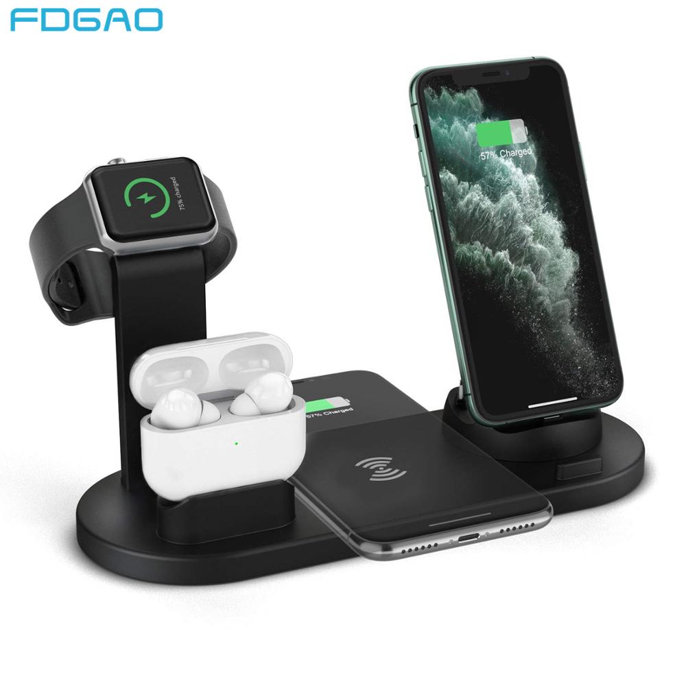FDGAO 3 in 1 Drahtlose Ladung Induktion Ladegerät Stehen Für iPhone 11 Profi X XS Max XR 8 Airpods Profi Apfel Uhr Docking Bahnhof