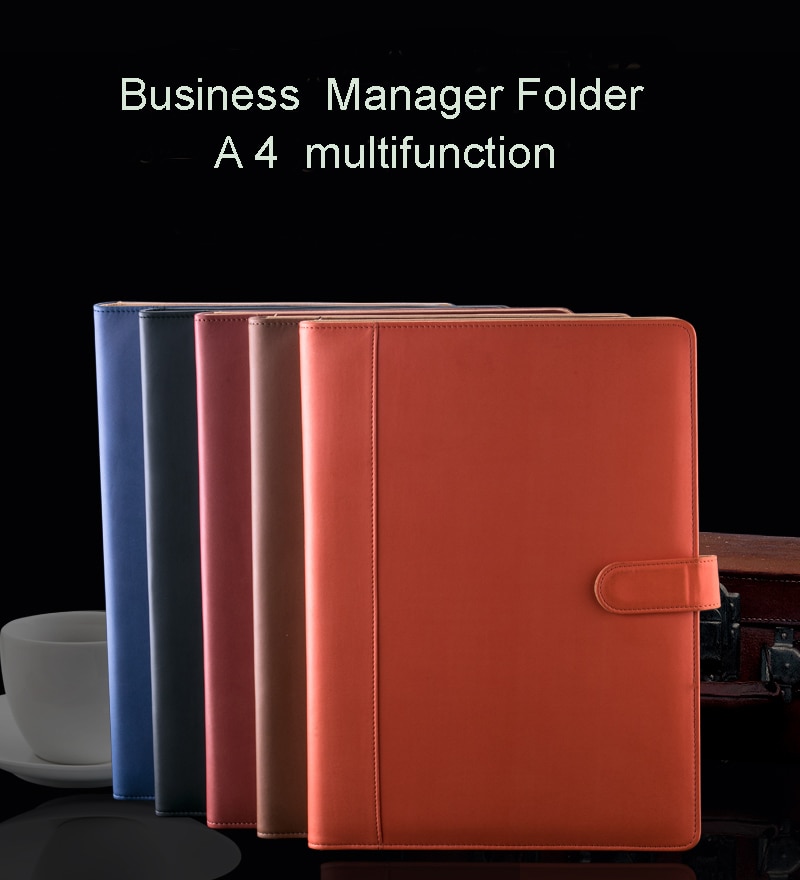 Multifunktionale PU leder padfolio A4 datei ordner für konferenz dokumente aktentasche mit büroklammer Büro und Schulbedarf