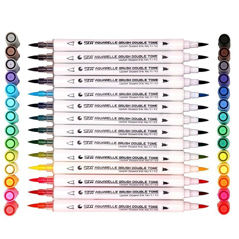 14 stücke/28 Farben Stift Marker einstellen Dual Kopf Skizze Marker Pinsel Stift Für zeichnen Manga Animation Kunst liefert