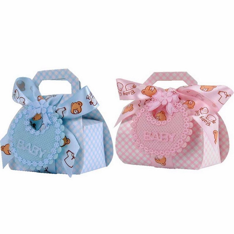 60 teile/los Baby Dusche Baby Süssigkeit Kasten Nette Dusche Party Boxen Nette Baby Lätzchen Rosa Blau SchöNe Süßigkeiten Kleine Kasten