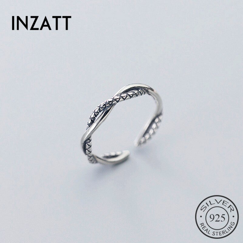 INZATT Echt 925 Sterling Silber Jahrgang Geometrische Einstellbare Ring Für Frauen Partei Edlen Schmuck Minimalistischen Zubehör