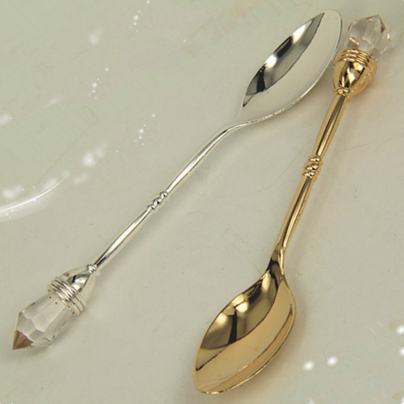 1 Stck Jahrgang Löffel mit Kristall Glas Königlichen Stil Besteck Besteck Kaffee Tee Milch Nachtisch Suger Eis Löffel Geschirr