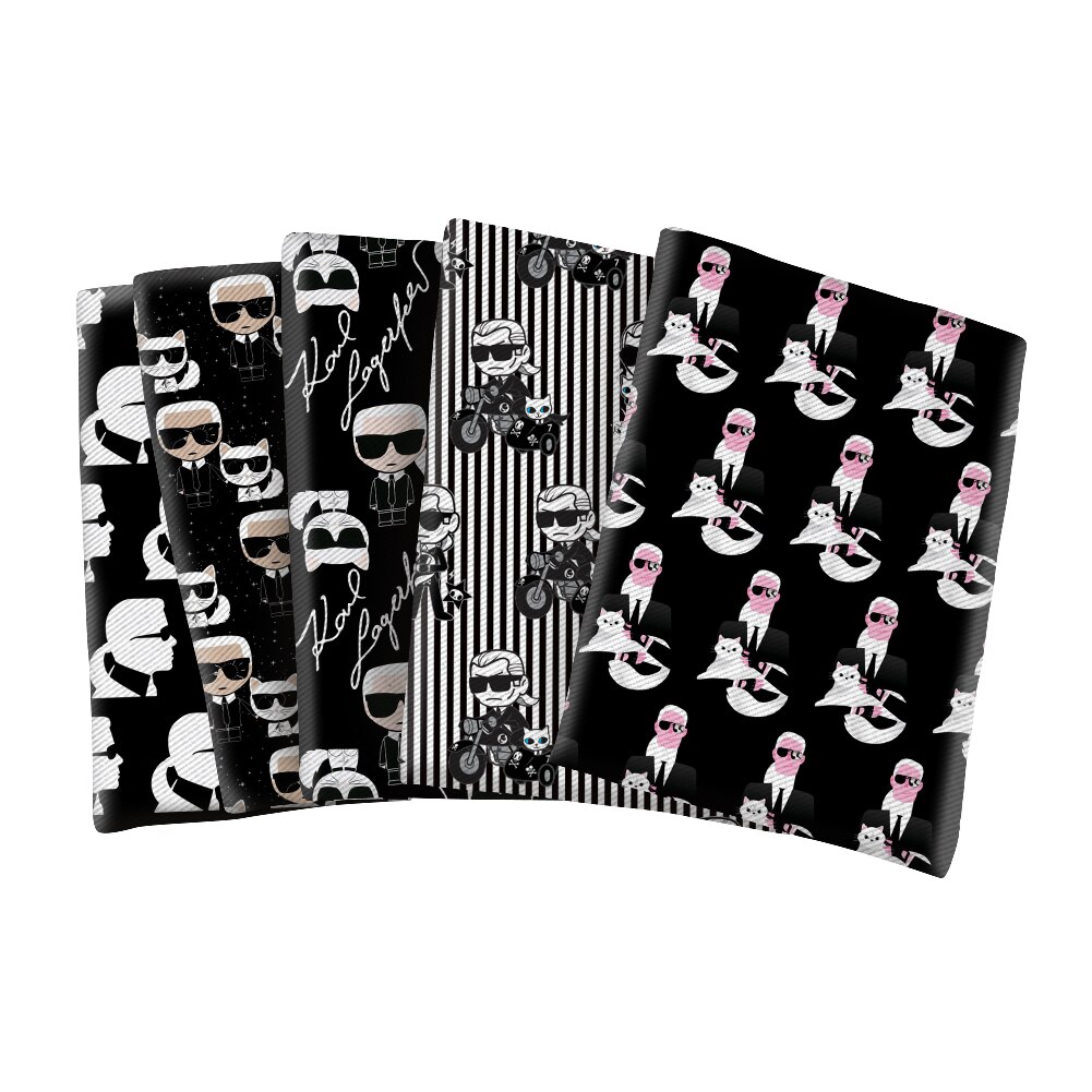 Berühmte Karls und Nette Katze Polyester Baumwolle Stoff für freundlicher Kleidung Heimtextilien Vorhang Kissen Abdeckung DIY 50*145CM