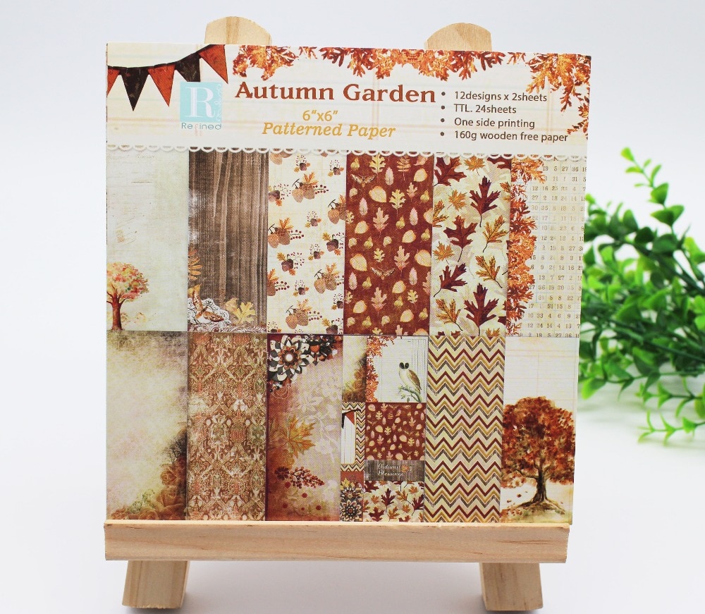 24 blätter Herbst Garten & Blatt Scrapbooking Pads Papier Origami Kunst Hintergrund Papier Karte, sterben DIY Geburtstag Sammelalbum Papier Handwerk