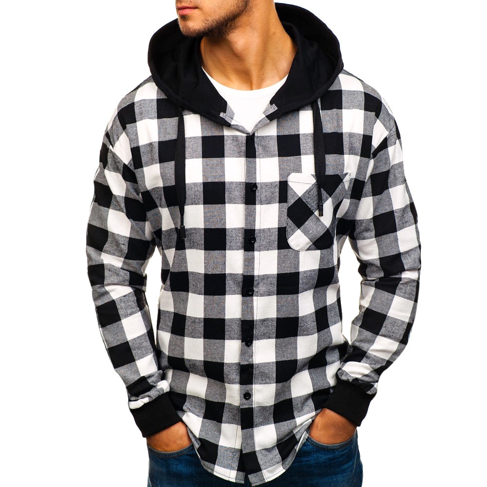 Winter Männer Plaid Denim Jacke Und Mantel Warme Mit Kapuze Denim Jacken Herren zur Seite fahren Jean Jacken Outwear Männlichen Cowboy Kleidung