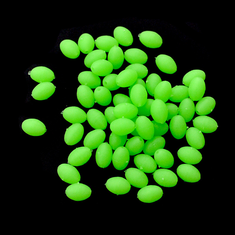 Licht Angeln Perlen 100 teile/los Oval Weiche Gummi Schwimm Leuchten Fluoreszierende Grün Angeln Perlen