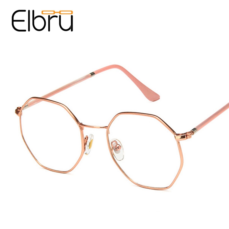 Elbru Anti Blau Licht Blockieren Myopie Gläser Rahmen Männer Frauen Polygon Metall Rahmen Computer Brille Anti Blau-Strahl Brillen brille