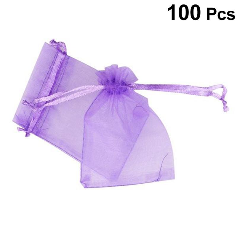 100 stücke Organza Taschen transparent Lavendel Beutel Süßigkeiten Taschen Blick Tasche für Geburtstag