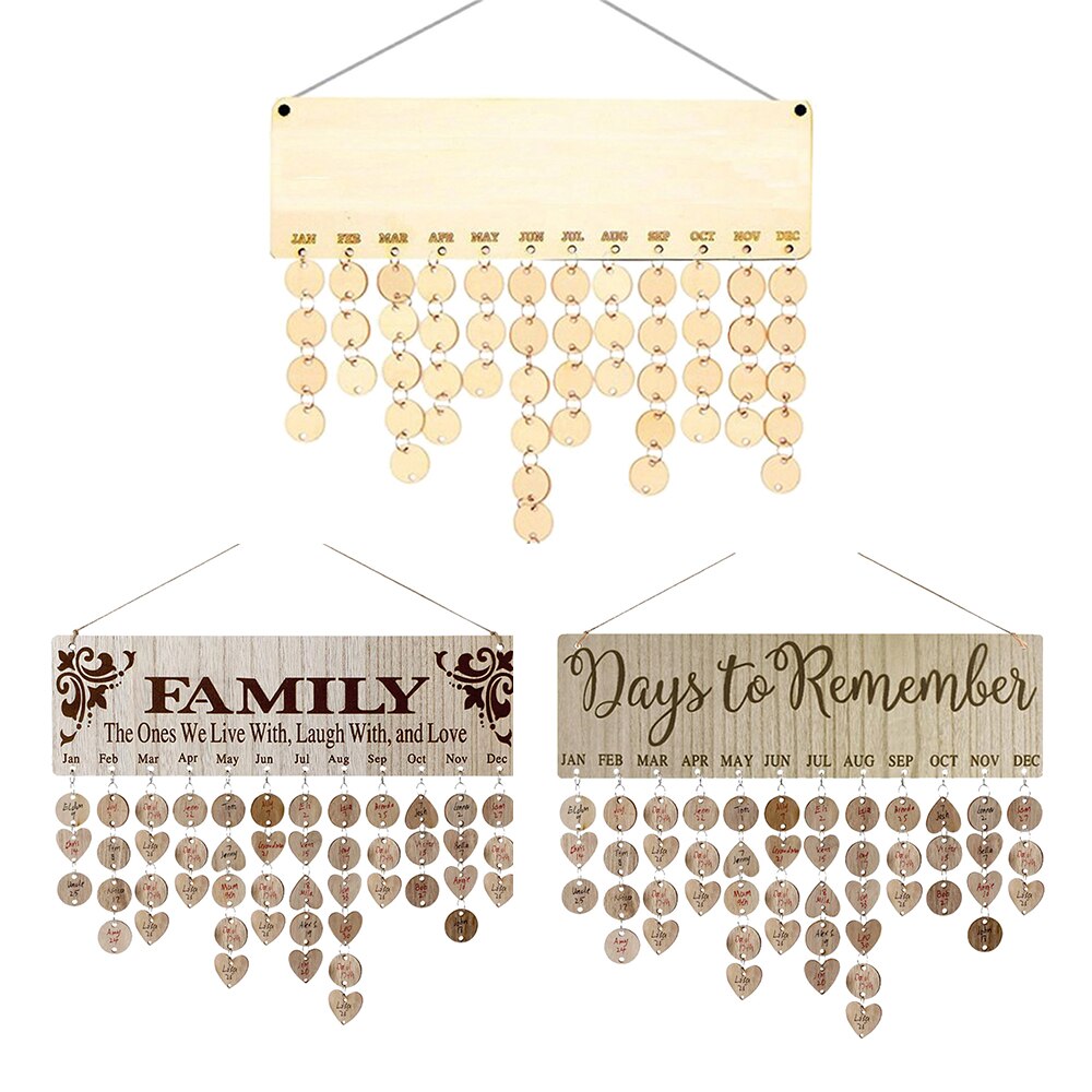 Holz Geburtstag Erinnerung Kalender Schild Zauberstab Hängen Holz Kalender Bord Hängen Weihnachten Dekor für Mütter Papas