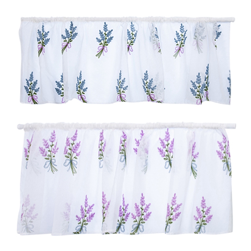 Haushalt Lavendel Stickerei Kurzen Vorhang Pastoralen Schatten Küche Vorhänge Halb Vorhang Kurze Tafel Vorhänge Volant 50*100cm