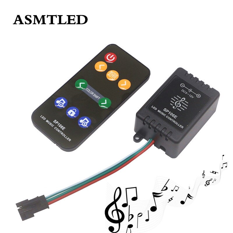 SP106E RF 9 tasten LED Musik Regler DC5V-12V WS2811/WS2812/SK6812/1903/Magie LED Band Digital bunte Musik SPI Regler