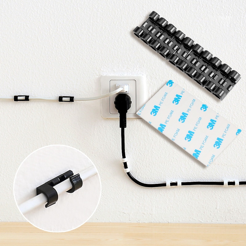 20Stck Draht Kabel Clips Organizer Schreibtisch & Arbeitsplatz Clips Kabel Verwaltung Halfter USB Ladung Daten Linie Kabel Wickler