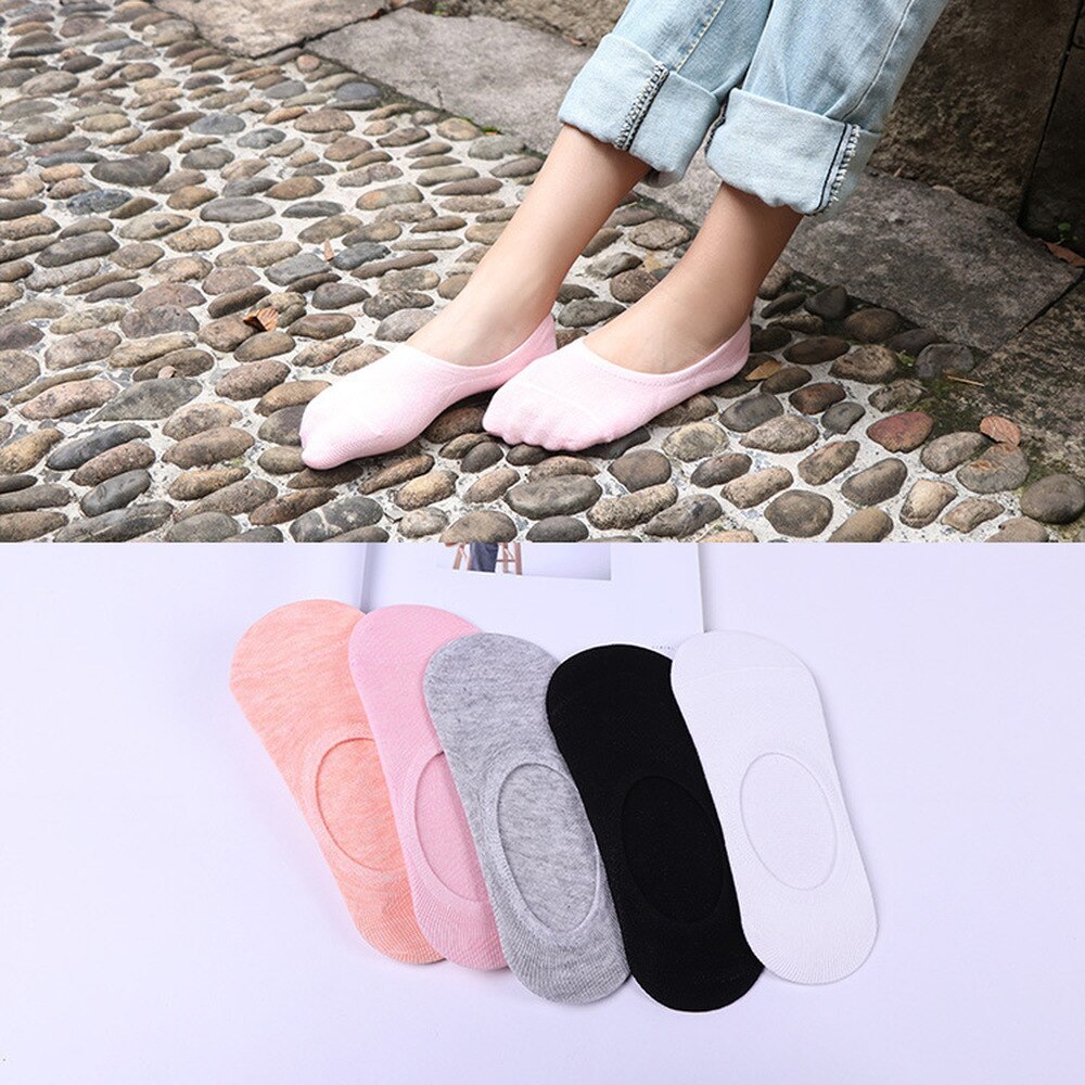 5 Paare/los frauen Sommer Socken Dame Socken Japanische Süßigkeiten Farbe Silikon nicht-Unterhose Einfarbig Weibliche Unsichtbare socken