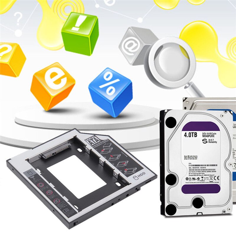 Universal- Sata 2Nd Hdd Ssd Festplatte Caddie 9,5 Mm Für Cd/Dvd-Rom optisch Bucht Für Hdd sataii Sdd Festplatte Halterung