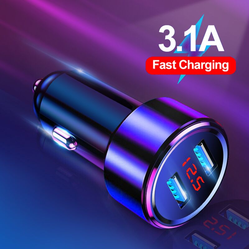 USB Auto Ladegerät 3,1 EINE LED-anzeige QC 3,0 Auto Ladegerät Für Xiaomi Samsung iPhone 12 Profi 11 Xr Handy, Mobiltelefon telefon Adapter Schnelle Auto Ladegerät