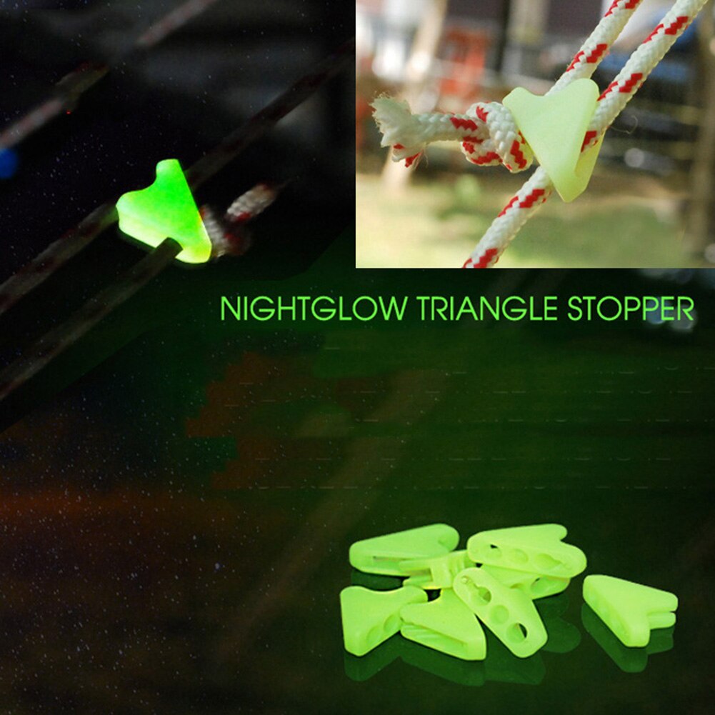 10 stücke Leucht Spann Zelt Seil Dreieckige Schnalle Zelt Klemme Sicherheit selbst-beleuchten Camping Zelt Werkzeuge