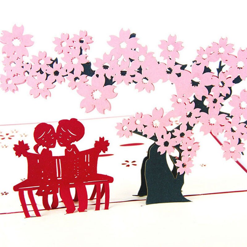 3D Pop hoch Hochzeit Karte Kirsche Baum Hochzeit Einladungen Karten Valentinstag Sparen sterben Datum Jahrestag Gruß Karte Gruß Postkarte