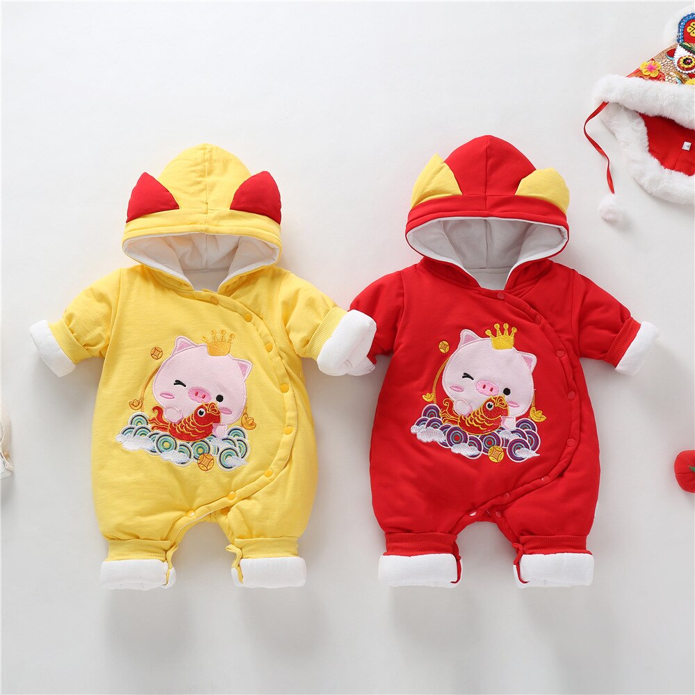 Baby Winter Verdickt Baumwolle gepolstert Kleidungsstück betroffen Clip Baumwolle Bestickt Nadel Baby Kleidung Karikatur Reiner Baumwolle Baby Onesie