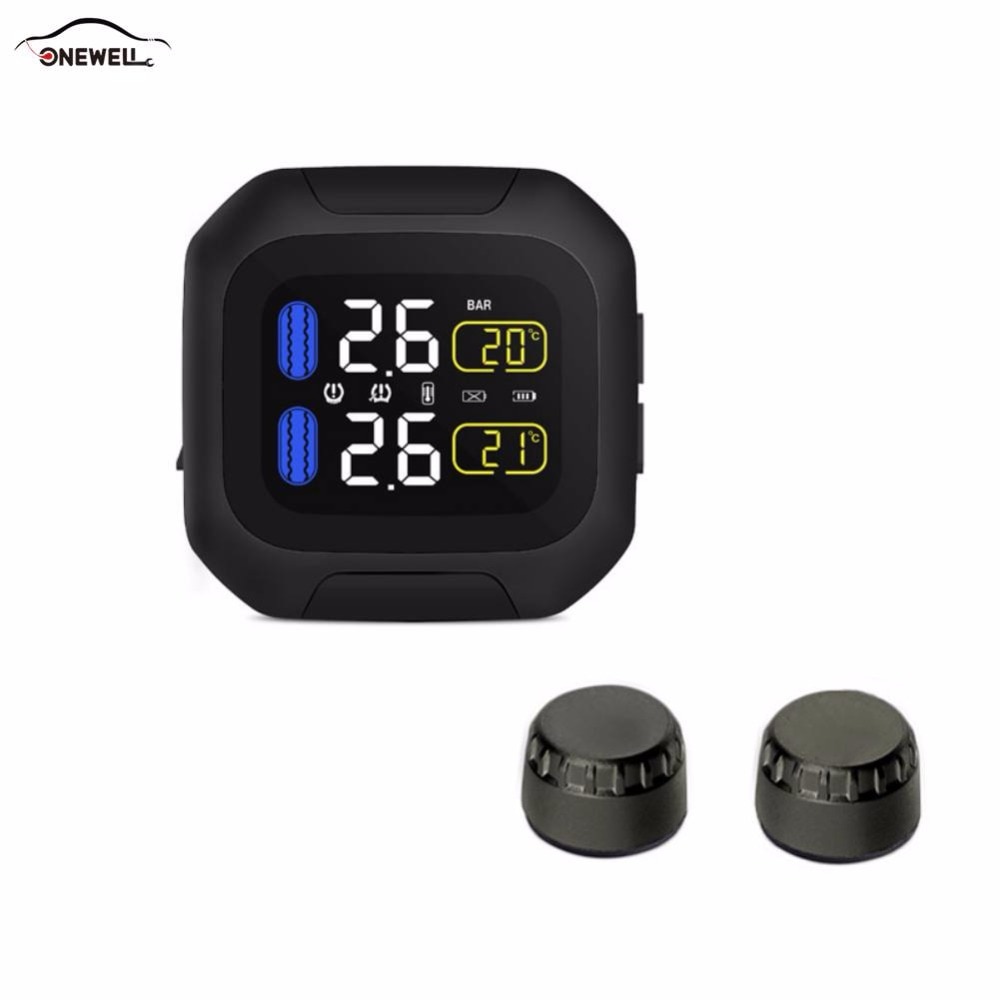Original Motor- Reifendruck Überwachung System Drahtlose TPMS Motorrad Reifen Alarm 2 Externe Sensor Moto Werkzeuge Neue