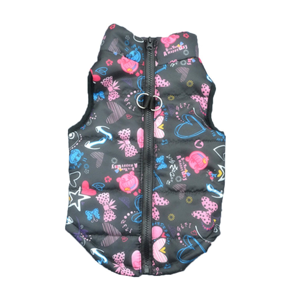 Haustier Hund Kleidung Winter Warme Jacke Mantel Welpen Druck ärmellos Reißverschluss Haustier Ve Tuch Hund Tuch Hund Winter Tuch Haustier weste Neue L4