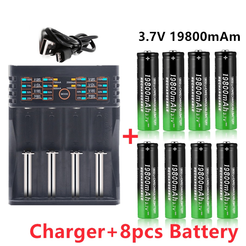 100% neue 18650 Lithium-Batterien Taschenlampe 18650 Wiederaufladbare-Batterie 3,7 V 19800 Mah für Taschenlampe + 401 ladegerät