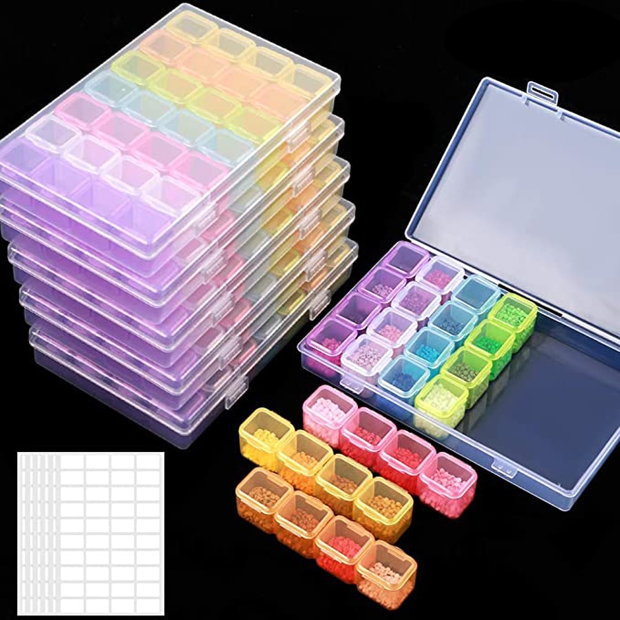 28 gürtet 5D DIY Diamant Malerei Werkzeuge Lagerung Kasten Strass Container Kasten Diamant Malerei Zubehör Veranstalter fallen