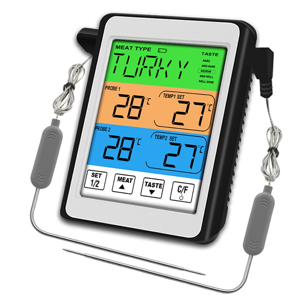 Digitale Lebensmittel Fleisch Steak Thermometer mit Dual Sonden für Backofen Grill BBQ Raucher Rotisserie Küche Clever Grill Zubehör