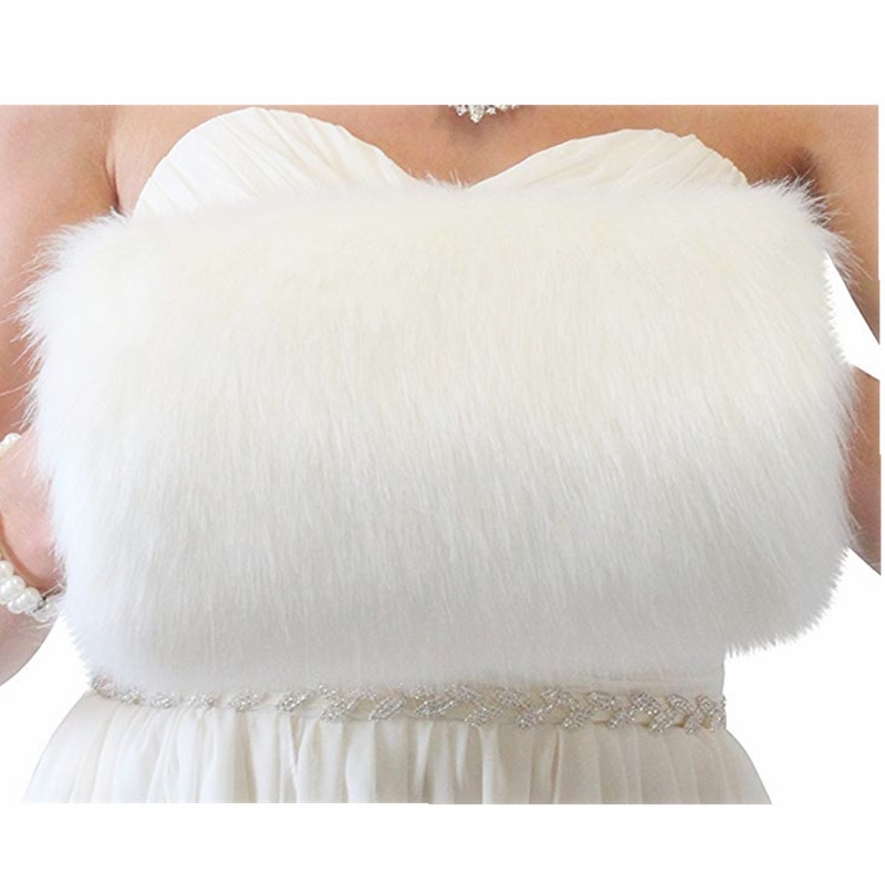 Faux Pelz Winter Hand Muff Elfenbein Weiß Farbe Günstige Warme Braut Hand wärmer Hochzeit Handschuhe
