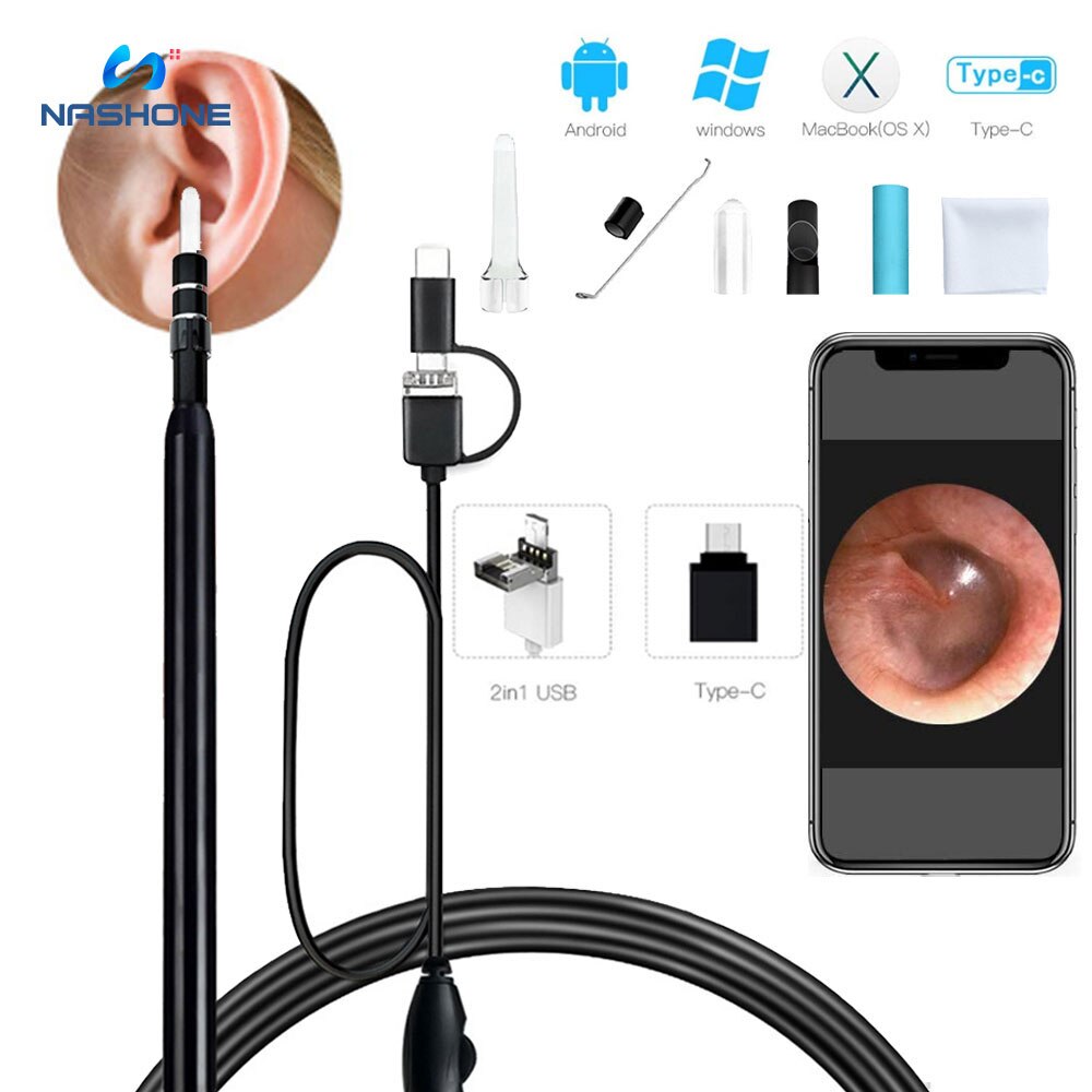 Typ C USB Mini Endoskop Kamera für Android-praktisch Wasserdicht 5,5mm Visuelle Ohr Kamera HD Ohr Endoskop Mit Ohrenschmalz reinigung Werkzeug