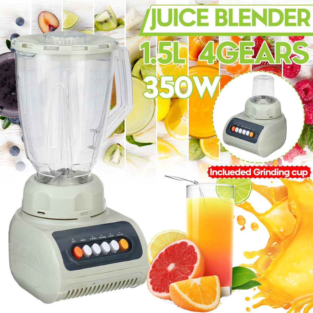1,5 L 4 Geschwindigkeit Obst Juwelüse Rührgerät Tasse 350W Hause Küche Lebensmittel Prozessor BPA FREIE Elektrische Entsafter Eis Smoothie Rührgerät Maschine