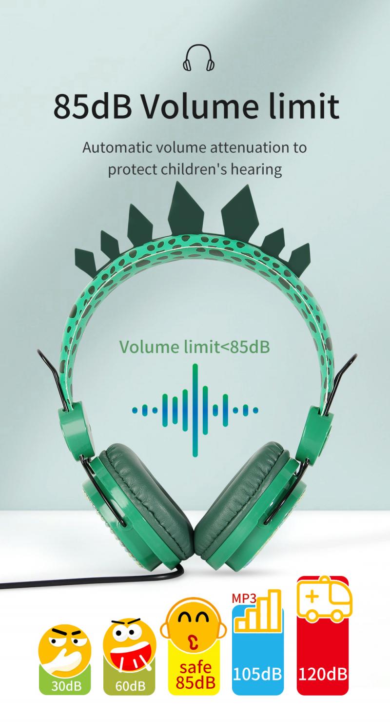 NEUE Dinosaurier freundlicher 3,5mm Draht Kopfhörer Auf Ohr 85dB Stereo Headset Für freundlicher Kopfhörer