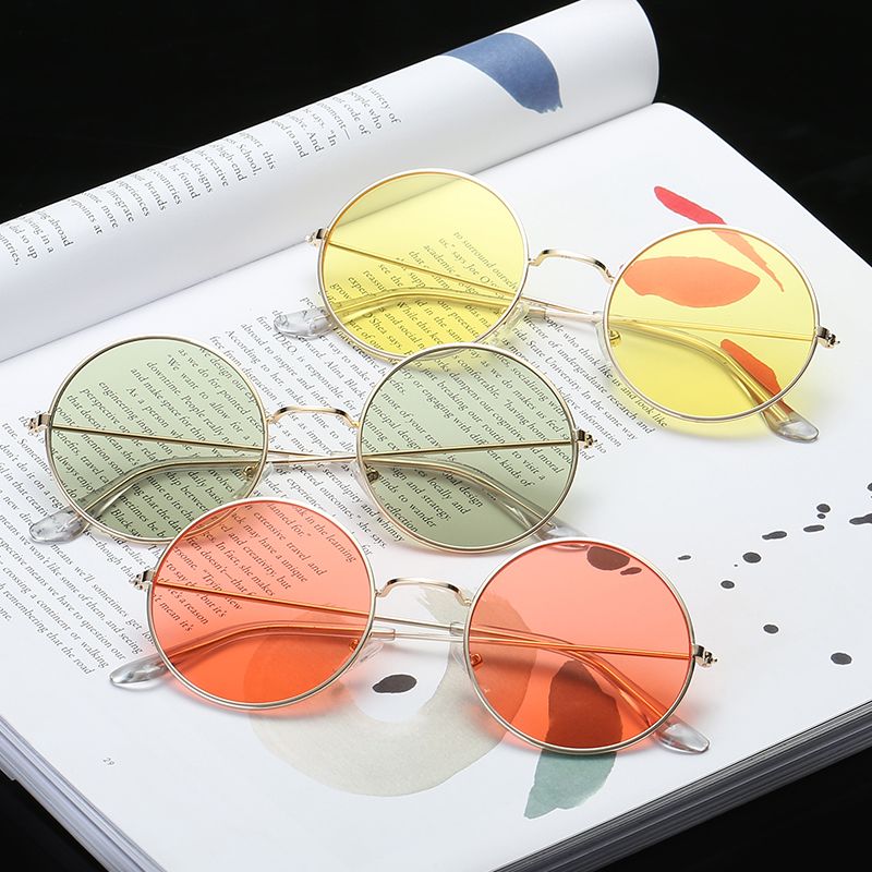 Neue Frauen Kleine Runde Süßigkeiten Jahrgang sonnenbrille Neue Hüfte hüpfen persönlichkeit Stil Farbe Linsen retro metall Gläser