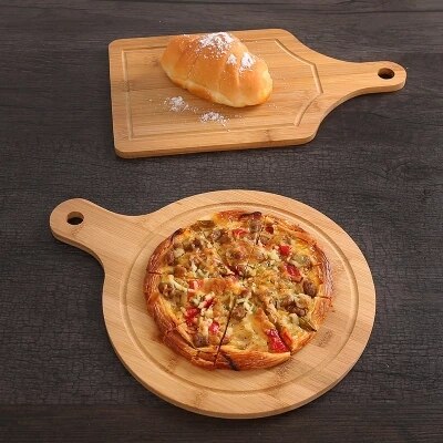 Haushalt unlackiert runde Pizza platte geschnitten brot Nachtisch Steak hackbrett Japanischen platte Westlichen gericht Pizza tablett bambus