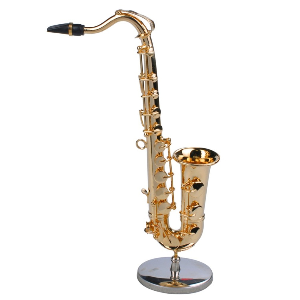 Mini Saxophon Musical Instrumente Vergoldet Handwerk Miniatur Saxophon Modell Mit Metall Stehen für Zuhause Dekoration Neue