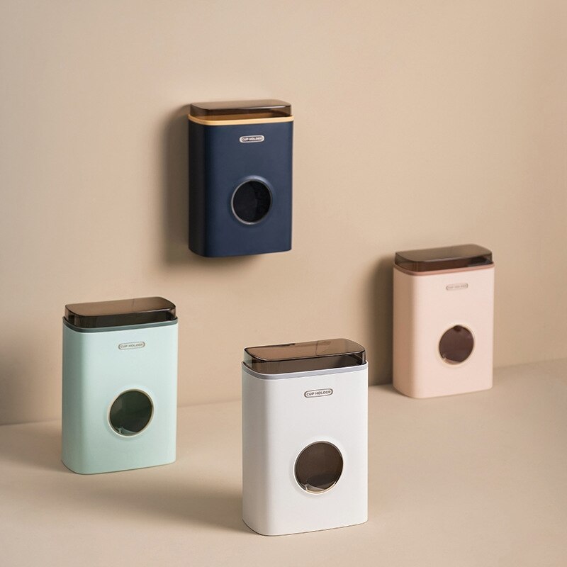 Einweg Tasse Lagerung Gestell mit Deckel Zauberstab-montiert Selbst-Klebstoff Automatische Tasse Entferner Wasser Spender Kunststoff Tasse Halfter werkzeuge