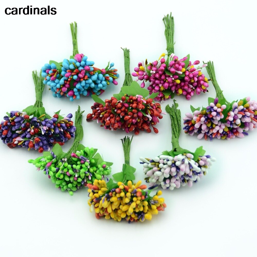 10 stücke Bicolor Künstliche Beere Bacca Staubblatt Blume Für Hochzeit Dekoration DIY Kranz Scrapbooking Hochzeit Süssigkeit Kasten Zubehör