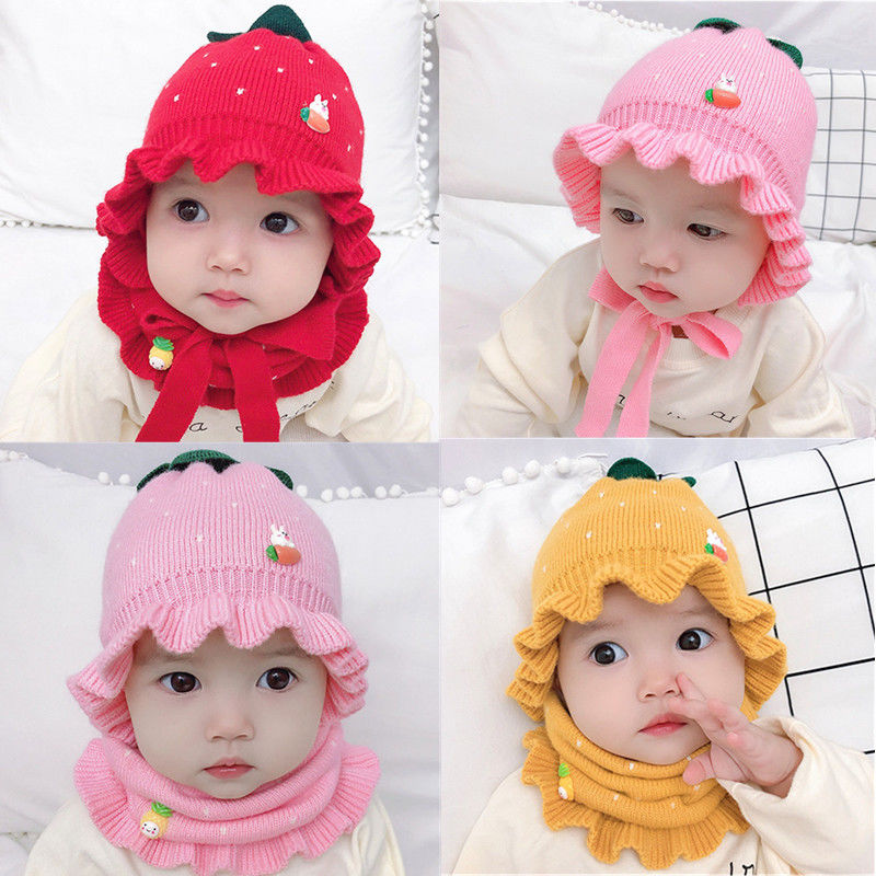 Baby Hütte Herbst Winter 6-12 monate mädchen Baby Prinzessin woll Hütte Baby gestrickte Hütte warme ohr schutz flut