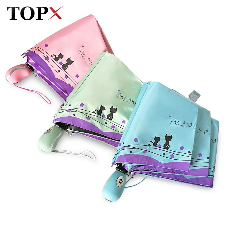 Neue stil Katze und Blumen Winddicht Ultraleicht Sonne Regen Automatische Falten Regenschirm Regen Frauen Regenschirm Dame Regenschirm sonnenschirm