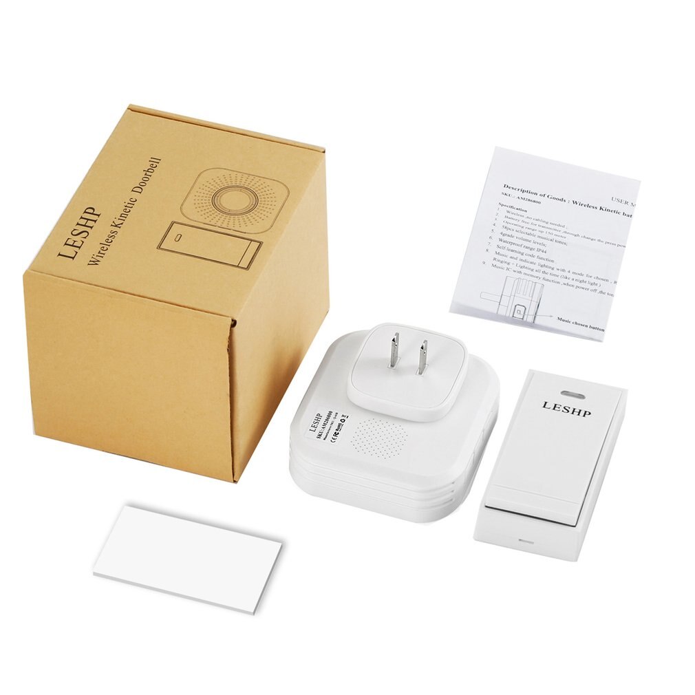 LESHP Einfach zu Installieren Musik Drahtlose Türklingel 150M Lange-abstand Fernbedienung Nacht Licht 58 stück Akkord Musik mit UNS Stecker