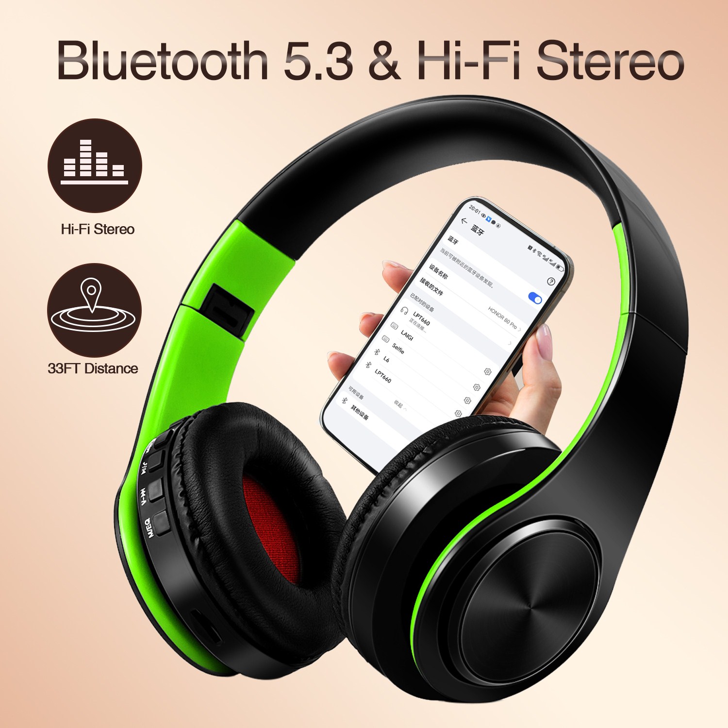 -Kopfhörer für Mädchen und Jungen, kabellos, Stereo-Bluetooth-Kopfhörer, integriertes Mikrofon, weiche Ohrenschützer, Sport-Headset, Bass für iOS und Android