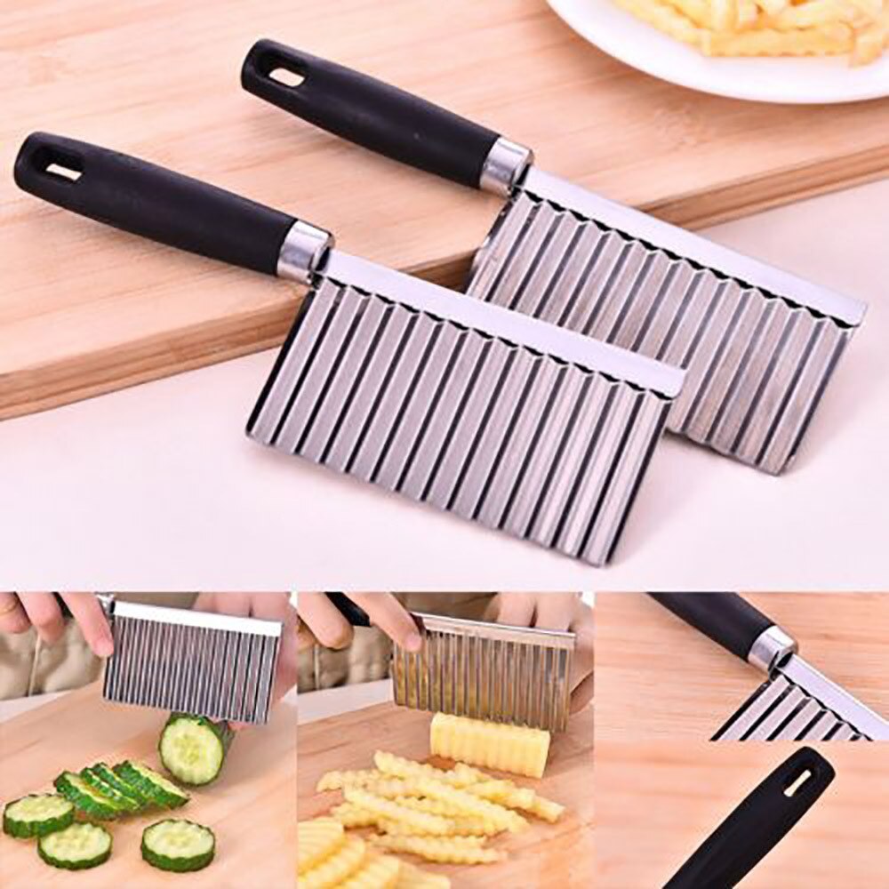 Französisch Welle Kartoffel Streifen Cutter Wellig Rand Messer Chips Machen Zerhacker Metall Klinge Obst Juwelüse Salat Cutter Messer
