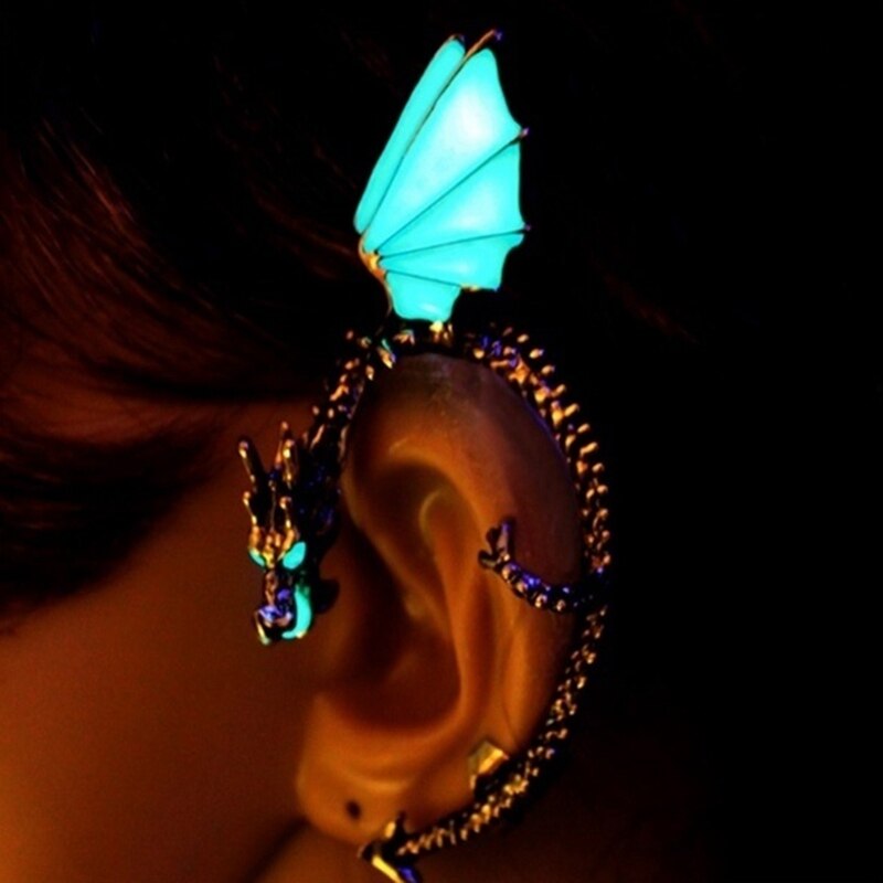 Ohrringe Drachen Ohr Manschette glühen Ohrringe glühen in das dunkel Drache Ohr Clip Ohrringe Zucht Ohrringe Frauen Mädchen Jungen