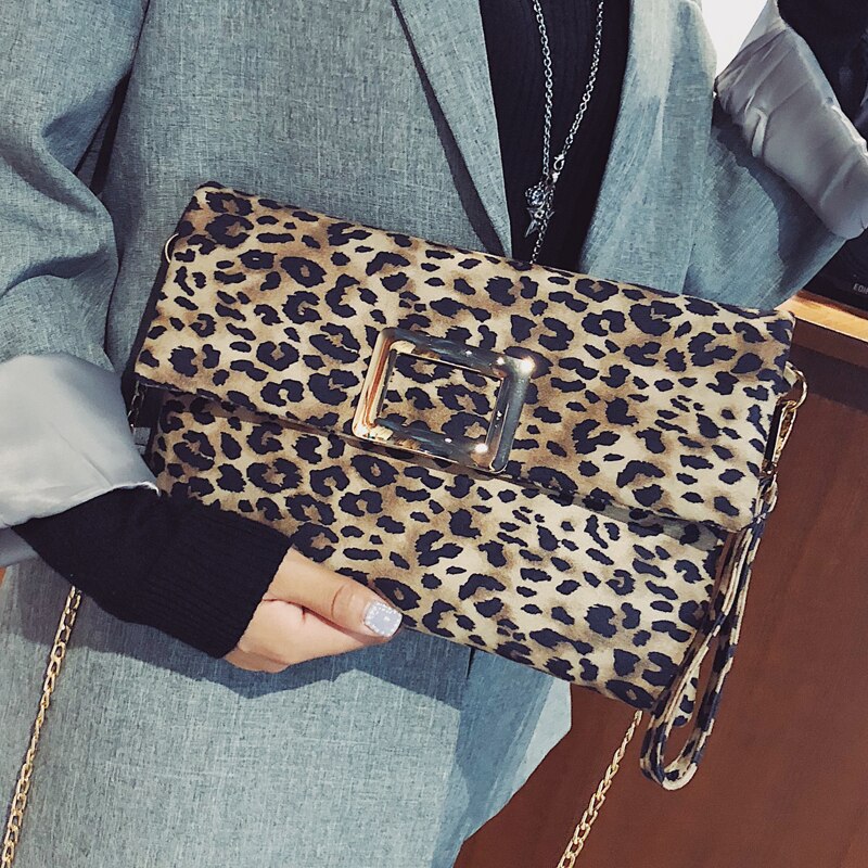 Damen Kupplung Handtasche matt PU Leder Frauen Schulter Tasche Umschlag Leopard Handtasche Platz Metall Geschmack
