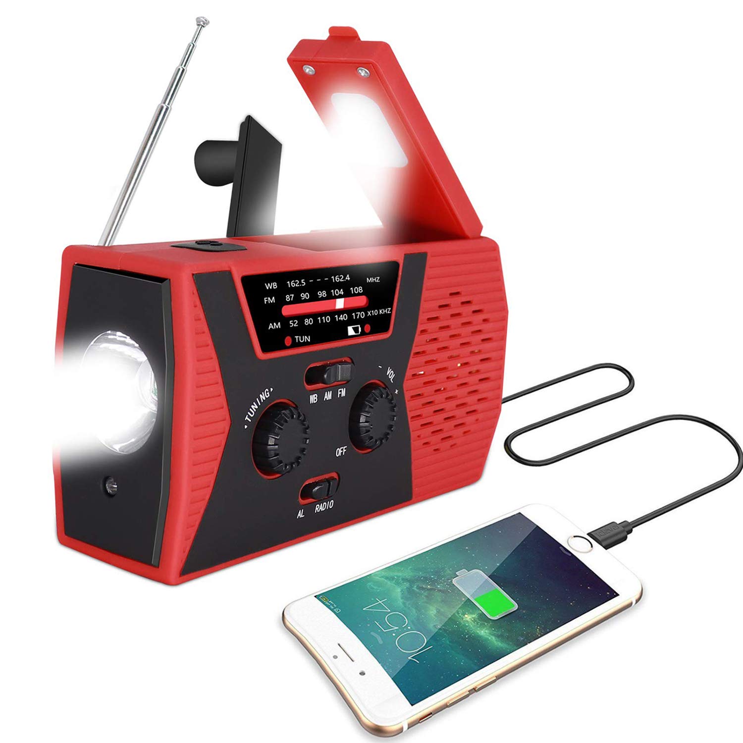 Notfall Solar- Handkurbel Radio Tragbare bin/FM nasser Radio Ich bin Freien Haushalt LED Taschenlampe 2000mAh Energie Bank USB ladegerät