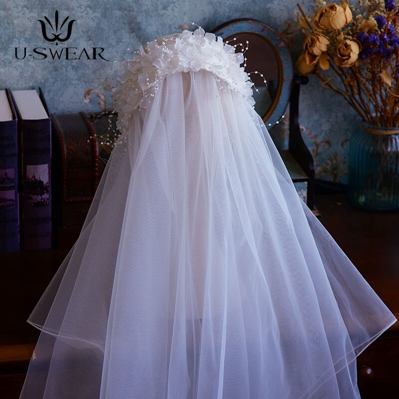 Handgemachte Jahrgang Seide Garn Blumen Perlen Schleier Braut Velo De Novia Hochzeit Zubehör Braut Schleier Hochzeit Vail