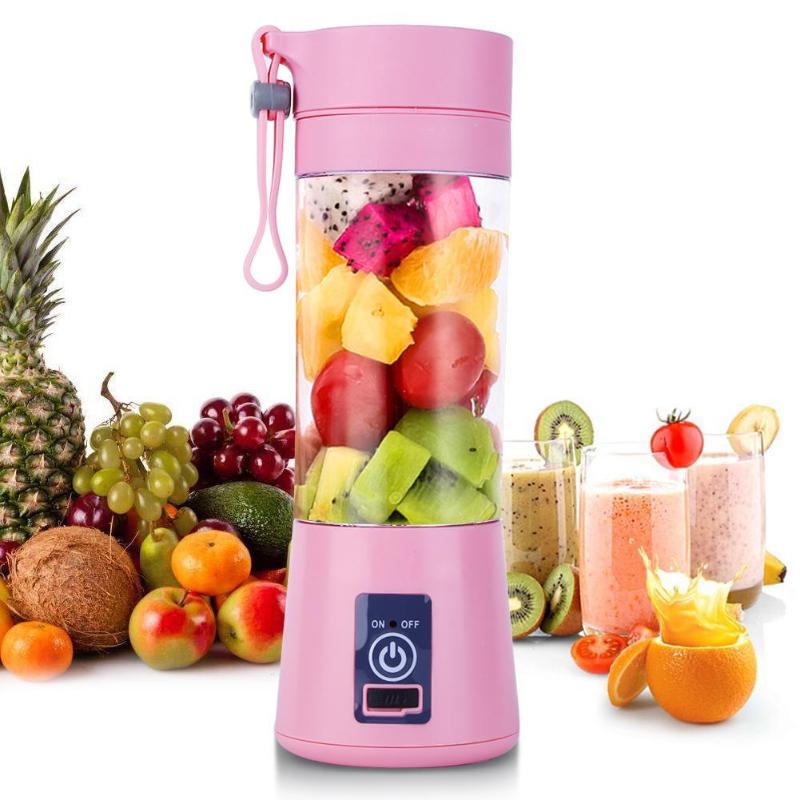 380ML Tragbare Rührgerät Entsafter Tasse Flasche USB Elektrische Obst Zitrus Zitrone Entsafter Rührgerät Saft Maschine 2/4/6 Klingen