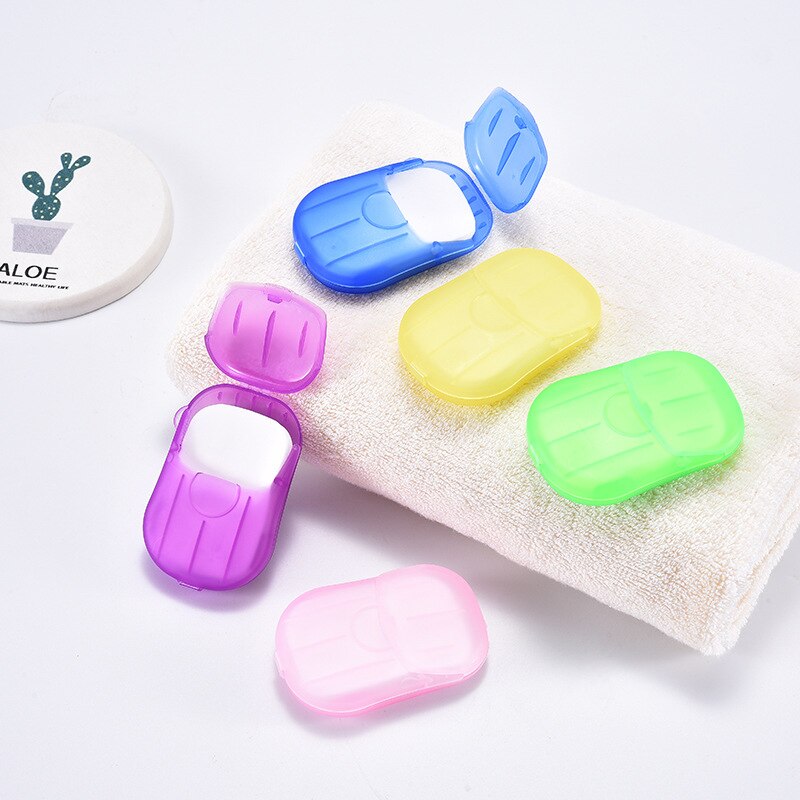 1PC Reise Tragbare Einweg verpackt Mini Waschen Hand Schlecht Reise Duftenden Rutsche Blätter Schäumen Kasten Papier Seife Zufällige Farbe