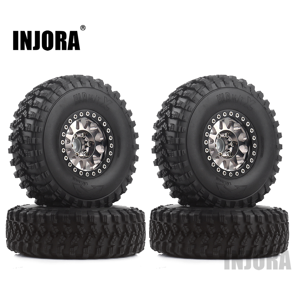 INJORA 4Stck 1,9 Beadlock Felge Gummi Reifen einstellen für 1/10 RC Raupe Traxxas TRX-4 axial SCX10 90046 D90 Voodoo KLR