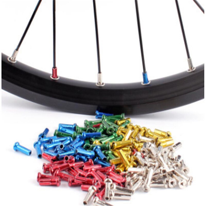 50 stücke MTB Fahrrad Fahrrad Sprach Kappen Metall Kappen Radfahren Kupfer Silber Speichen Kappe Fahrrad Brustwarzen Reiten Bunte Zubehör