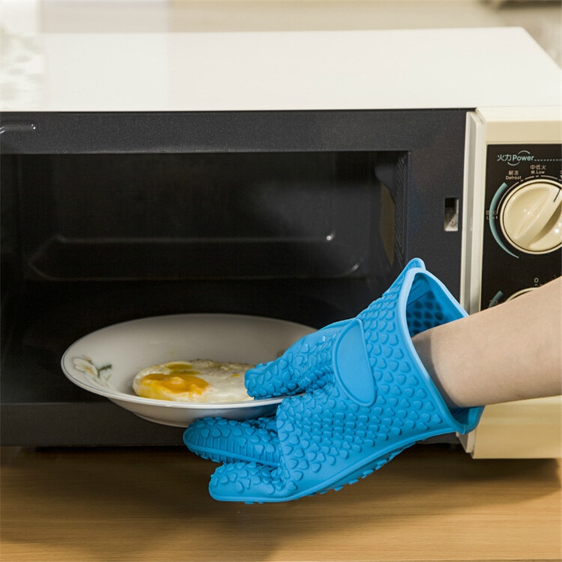 Hitzebeständige Silikon-handschuh Kochen Backen BBQ Backofen Topflappen Fausthandschuh Küche Orange